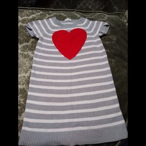 Crazy 8 Gray Striped/Heart Sweater Dress Sz. 5-6 Back to School/School Pictures